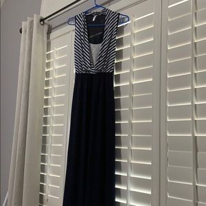 Navy blue maxi dress.
